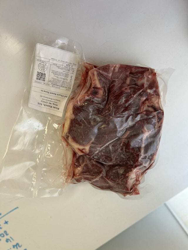 Rivas Ranch grass-fed steak pack on the counter