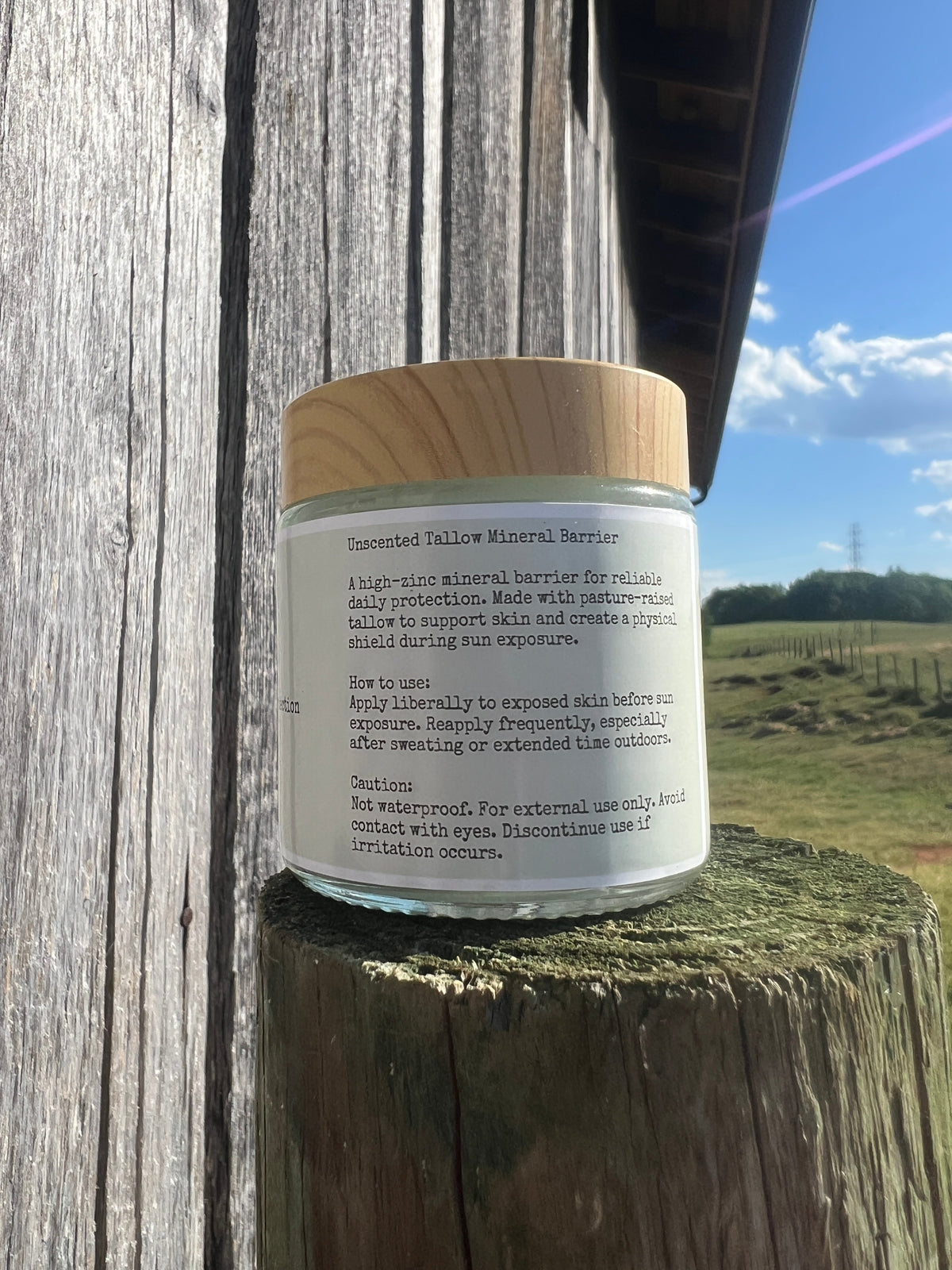 Sun Slayer Mineral Tallow Sun Balm directions and caution label