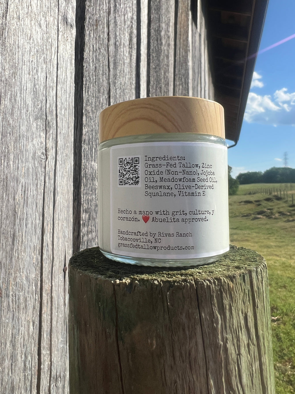 Sun Slayer Mineral Tallow Sun Balm ingredient label on the ranch